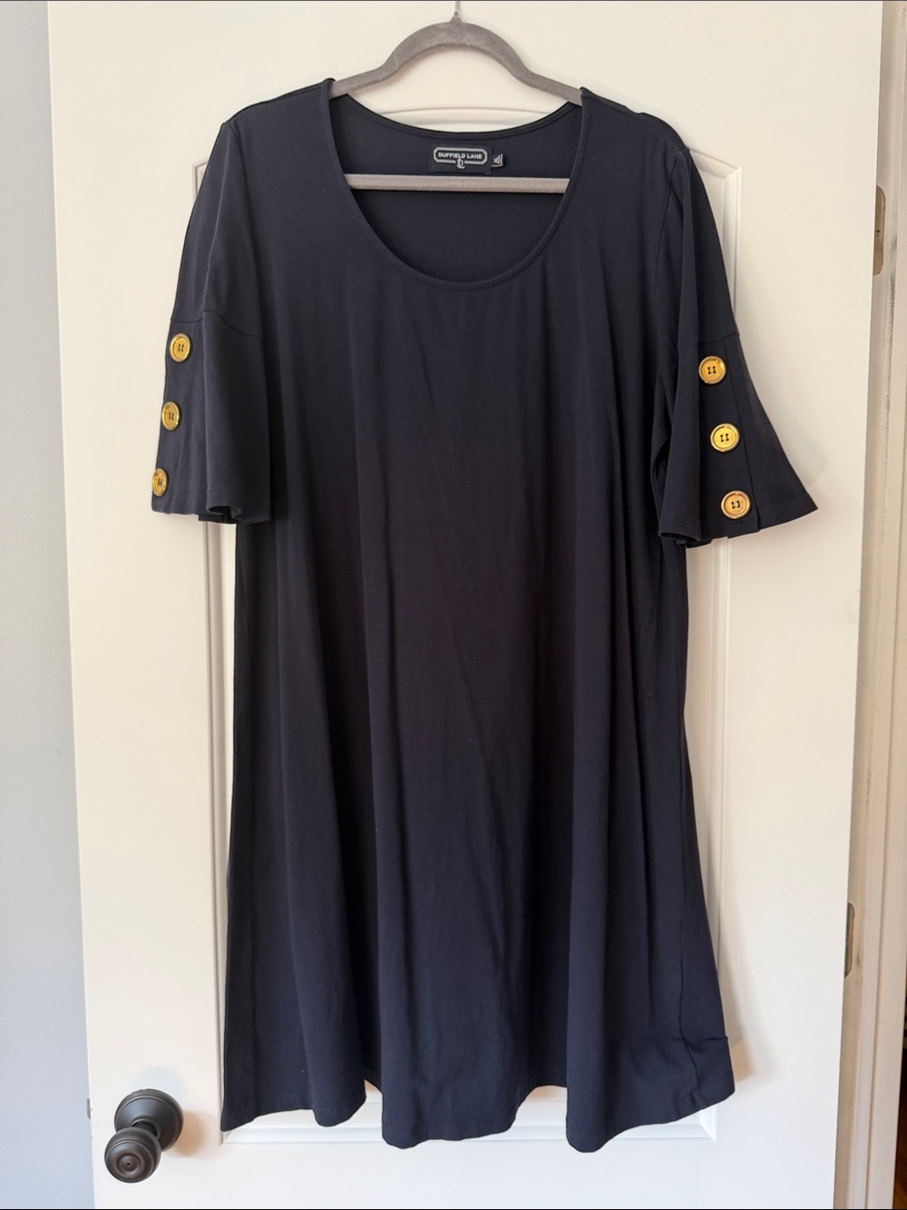 Duffield Lane Navy Button-Sleeve A Line Dress XL